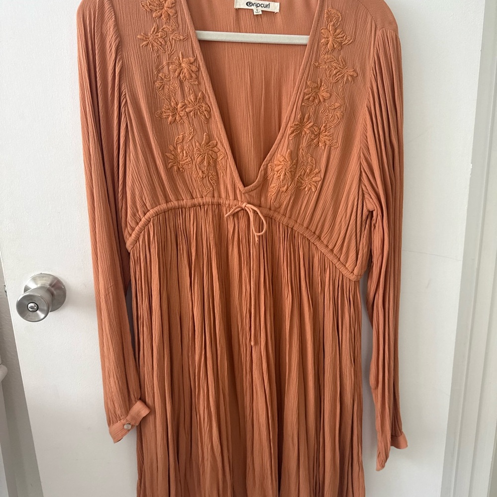 Rip Curl Rust Orange Embroidered Dress